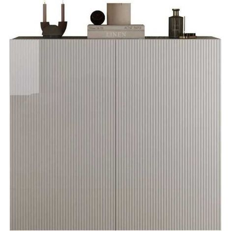 Meuble de rangement AUCUNE RICCIONE 2 portes Blanc laqué brillant 121x42x111 cm (1/5)