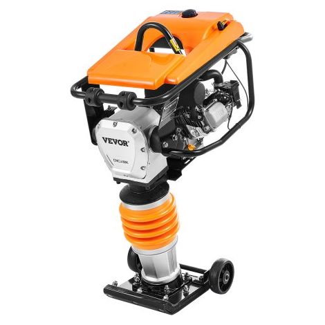 Pilonneuse vibrante, 6,5 CV, pilon vibrant, moteur à essence 196 cm³, 4 ressorts, force d'impact 253 kgf/cm², profondeur de compactage max. 66 cm, pour sol, semelles, dalles béton, fondations (1/3)