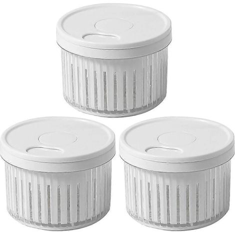 Lot de 3 boîtes de conservation pour légumes, récipients de cuisine, boîte à ail, récipient d'égouttage pour légumes frais (1/2)