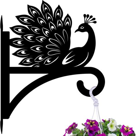Soporte colgante para plantas con diseño de pavo real, gancho de metal para exteriores, adecuado para colgar plantas, macetas, faroles, etc. (1/5)