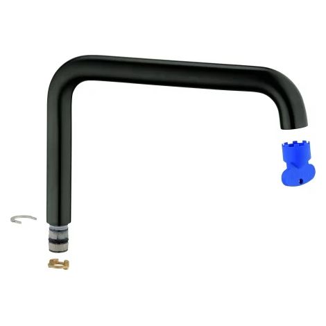 GROHE Bec en L 13376, bec courbé, pour mitigeur monocommande d'évier Essence, pivotant, hard graphite brossé, 13376AL0