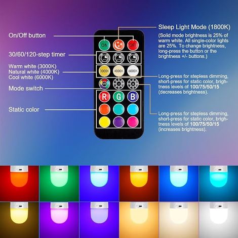 B22 Ampoule rechargeable avec Télécommande, Couleur RVB (1/2)