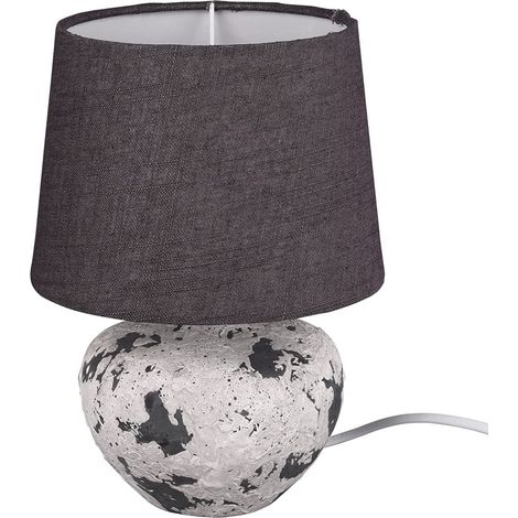 Lampada da tavolo base ceramica bianca e grigia con paralume grigio BAY R50951811 (1/4)