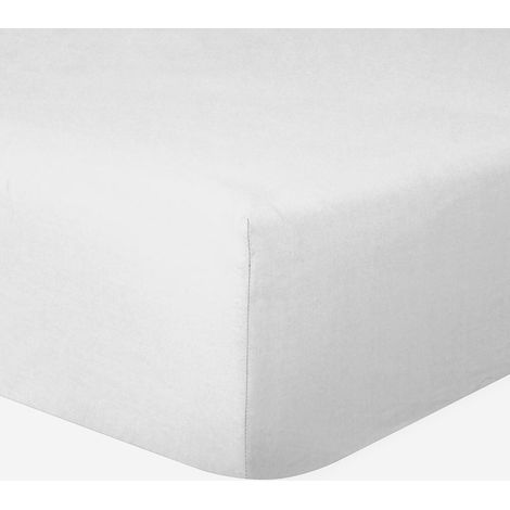 Drap-housse 100% coton 57 Fils Blanc - 180 x 200 cm - Bonnet 30 cm