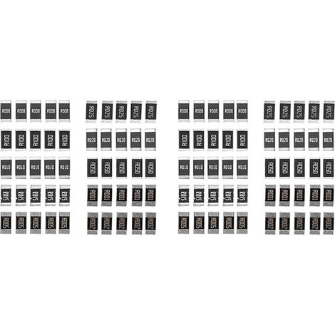 100 Pcs Alliage Résistance 2512 SMD Kit D'Échantillons de Résistance, R001 R002 R005 R008 R010 R015 R020 R025 R050 R100 (1/5)