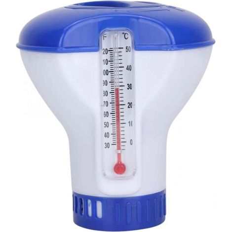 Distributeur de chlore de piscine Thermomètre bain flottant pour bébé Support comprimés Distributeur flottant piscine Thermomètre (1/5)