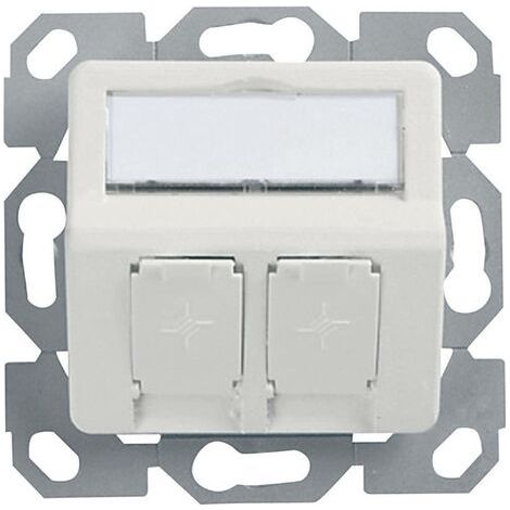 Prise réseau encastré insert avec plaque centrale non équipé 2 ports Telegärtner 100021417 blanc-alpin R05563 (1/5)