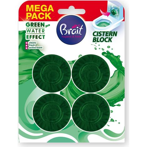 Disque WC BRAIT effet eau vert, 4 x 50 g