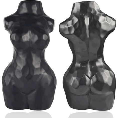 Vase décoratif noir en forme de corps féminin - 30 cm - Céramique (1/5)