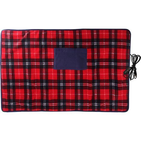 Ej.Life Couverture électrique pour Voiture - 88 x 65 cm - Couverture chauffante Douce Double Couche - Couverture chauffante à Carreaux pour l'hiver, Les Voyages, Le Camping en Plein air (1/5)