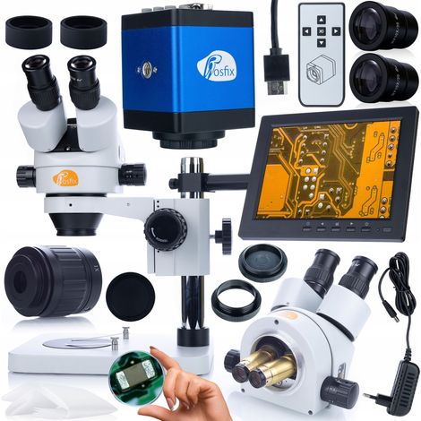 Rosfix Mercury Pro msmp-T-PS1 Mikroskop-Set + Draco Blue PRO kmdbp-hdmi-VGA Kamera + 196-mm-Displayhalter + 8-Zoll-Display (1/5)