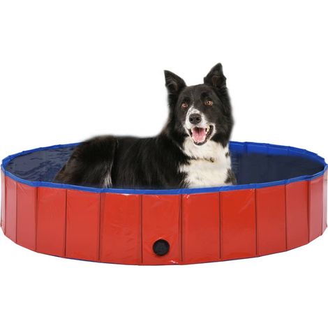 vidaXL Piscina per Cani Pieghevole Rossa 160x30 cm in PVC