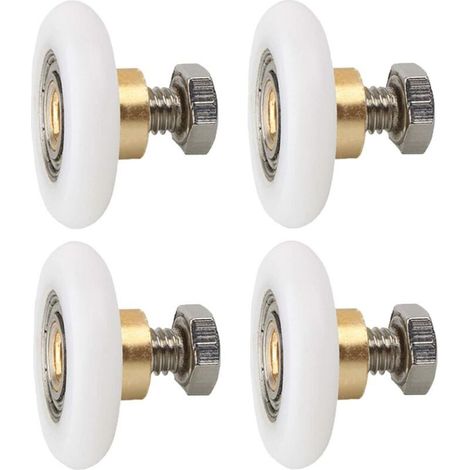 4 pièces roulette porte de douche, diamètre 23 mm, nylon et cuivre, vis M4 x 12 mm, pour portes coulissantes en verre (1/5)