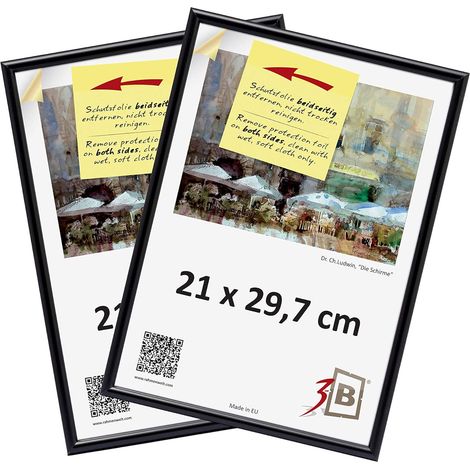 Cornice Foto Legno A4 21x30 cm Set 2 Pezzi Eleganti Nere (1/5)
