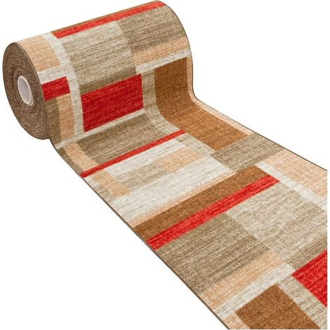Tapis de Cuisine Bordé Coureur Antidérapant Lavable Bordeaux - 50x80 cm (1/4)