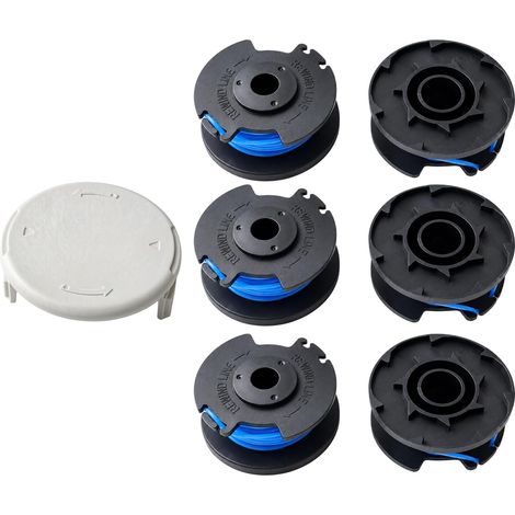 Paquete de 6 carretes de repuesto AC14RL3A con tapa - Compatible con desbrozadoras Ryobi One+ de 18 V, 24 V y 40 V - Carrete de hilo de primera calidad para un corte sin esfuerzo (6 carretes + 1 (1/5)