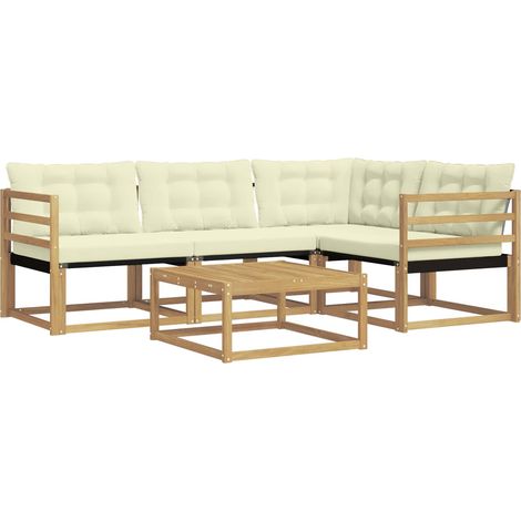 Set di divani da esterno 5 pcs Bianco e Crema 79 x 79 x 37 cm vidaXL