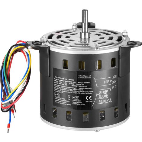 Mophorn 1/5 PS Ofengebläsemotor, 220 V, 1,45 A, 1100 U/min, 3 Geschwindigkeiten, 10 mm Welle, CCW-Drehung, inkl. CBB60 8 μF Kondensator