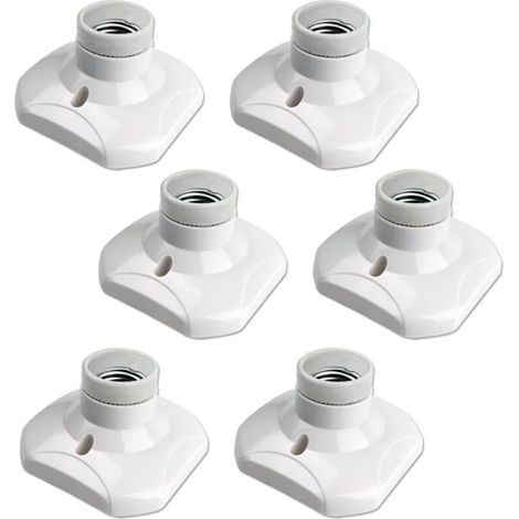 Set of 6 Socket Ceiling E27 to Screw AC 220-240V, Bracket Socket for Bulb LED,Base Ceiling Base E27 NPTERBL (1/5)