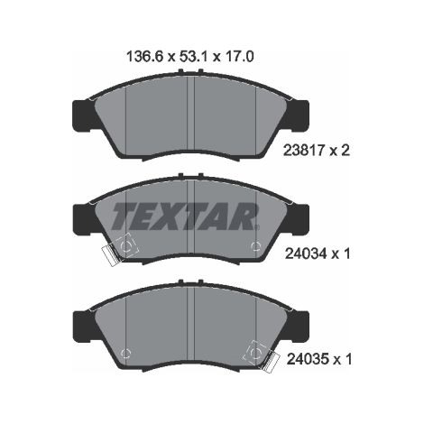Kit de plaquettes de frein, frein à disque Textar 2381701 SUZUKI 5581054G00