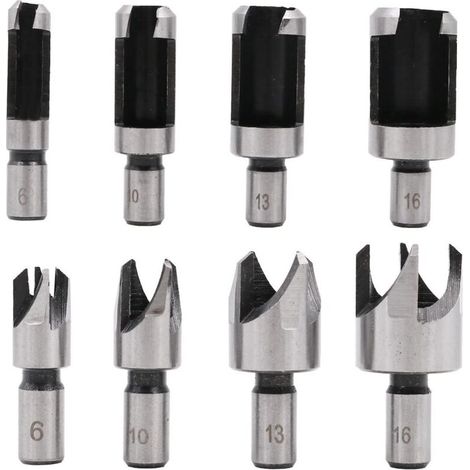 8 Pièces Fraise à Bouchonner Bois, Mèche à Bouchon Bois 6 mm/10 mm/13 mm/16 mm (1/5)