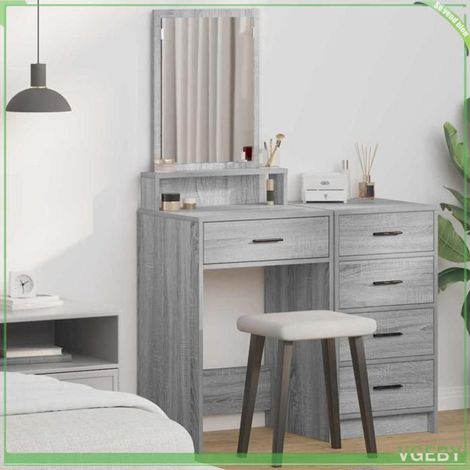 Table de Maquillage - ABI Coiffeuse - Sonoma gris - Bois d'ingénierie - 50 x 41 x 140 cm (1/5)