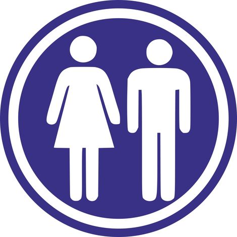 Etiqueta informativa - aseos de hombres y mujeres 10 cm (1/2)