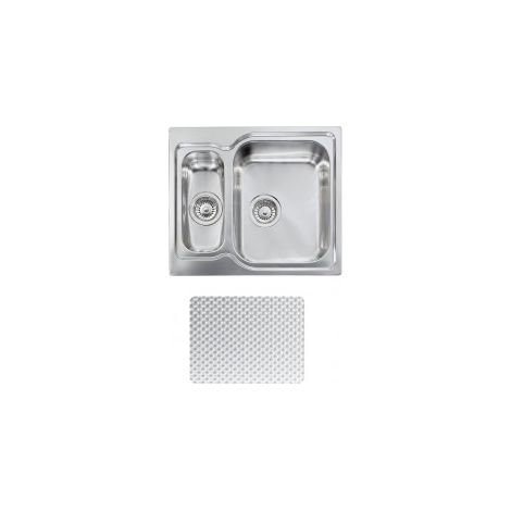 CM 011692.D1.01.2018 Matico Lavello da Incasso 1 Vasca Grande a Destra e 1-2 Vasca a Sinistra Acciaio Inox Antigraffio (58x50x19 cm) colore Acciaio (1/5)