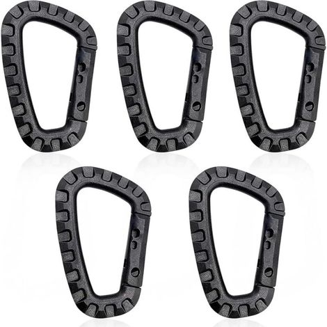 Lot de 5 Mousquetons en Plastique,Mousqueton Tactique Militaire Durable Forme en D Multifonctionnelle Sac à Dos pour Camping Randonnée Pêche Gym (1/4)