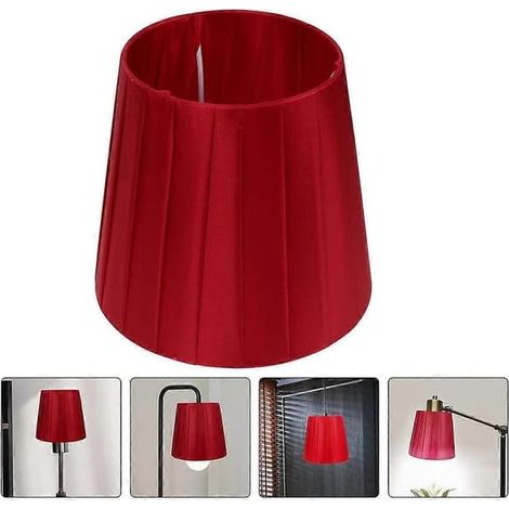 BelleRise - Lot de 2 petits abat-jour à pince rouge foncé anti-poussière pour lampe de table, cadeau pendaison de crémaillère (1/5)