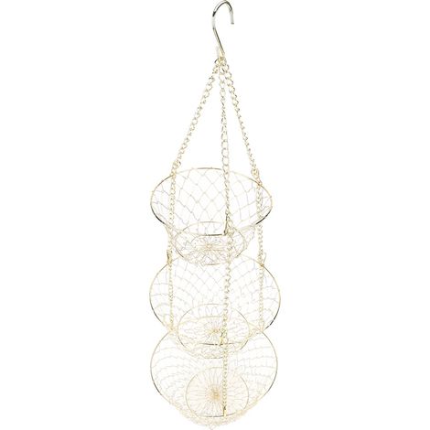 Paniers à fruits suspendus multifonctions à 3 niveaux, amovibles, pour le rangement des fruits et légumes dans le potager et le jardin. (1/5)
