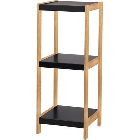 MA MAISON SCAFFALE IN BAMBOO BLACK CON 3 PIANI E RIPIANI LUCIDI