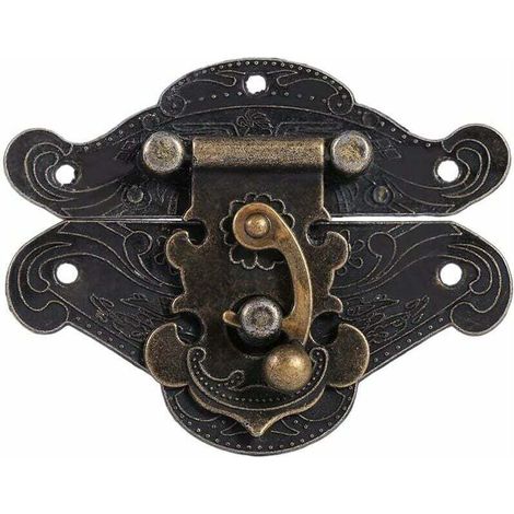 Antiker, geprägter Vintage-Riegelverschluss mit Schraube für dekorative Schränke, Kleiderschränke, Schmuckkästchen, Geschenkboxen, Koffer oder Möbel. Farbe: Bronze.