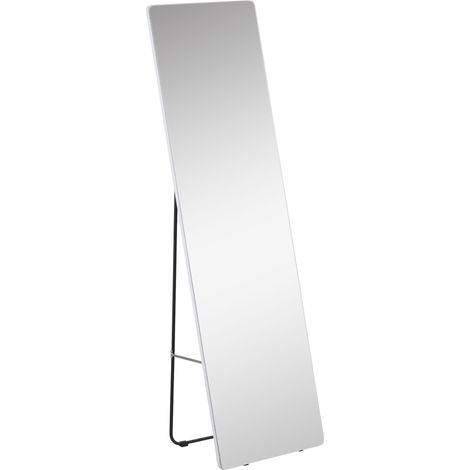 Espejo de cuerpo entero con marco moderno de aleación de aluminio, 45x37x158,5 cm, color plata.