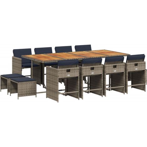 Maison Exclusive - Set da pranzo da giardino da 13 pz con Cuscini in Polyrattan Grigio