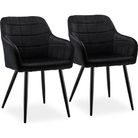 Dining Chairs 2X Velvet Upholstered Kitchen Counter Chair, Black (1/5)