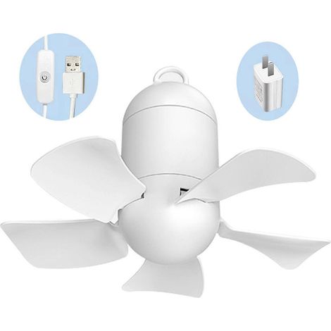 22 cm USB-betriebener Hängeventilator mit Schalter, Deckenventilator mit Baldachin für heiße Sommertage