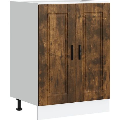 Armoire de cuisine moderne optimisée rangement 60 x 46 x 81,5 cm en bois d'ingénierie chêne fumé (1/5)