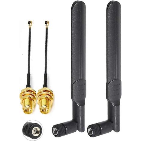 Antenne Wi-Fi double bande 8 dBi 2,4 GHz et 5,8 GHz, connecteur SMA mâle, avec câble RP-SMA vers MHF4 de 15 cm pour carte WLAN M.2 NGFF (1/5)