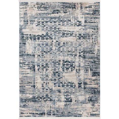 Tapis Tissé à Poils Courts Zébré "Adeon" Bleu 80 x 150 cm (1/5)