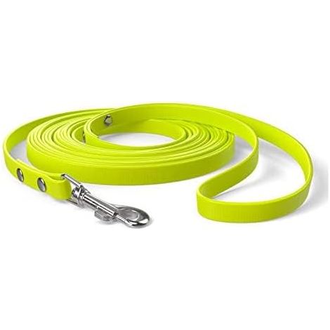 15m de Laisse à Pister, Laisse de Chien, dragonne, Jaune Fluo, Extra étroite, résistante à la saleté et à l'eau (1/5)