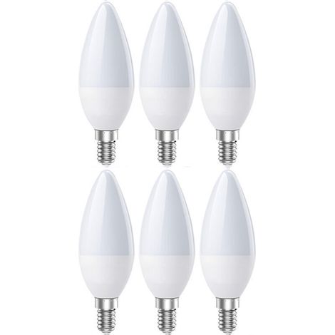 Ampoules LED E14, LED E14 Bougie Ampoule Blanc Froid 6500K, 5w 600Lumens, Équivalent à 60W Halogènes Lampes, Angle du faisceau 200°, Non Dimmable, Lot de 6 [Classe énergétique 2]
