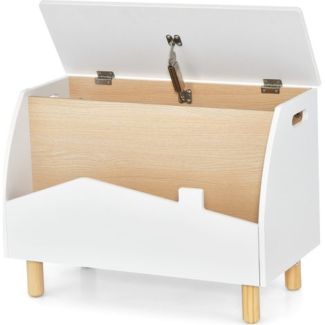 Coffre à Jouets en Boisavec Etagère de Présentation Bote de Rangementpour Filles Garons 60 x 33 x 44 cm Blanc Maison Chic (1/2)