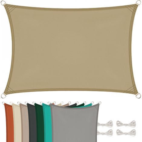 Voile d'ombrage rectangulaire pour terrasse, jardin, toile imperméable et résistant UV - 2 x 3 m - Sable - Linxor