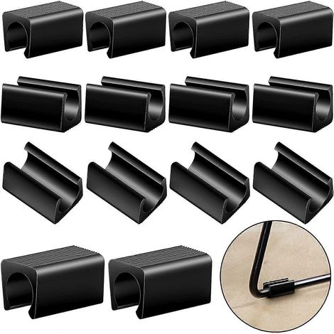 40 protections pour pieds de chaise, pinces de fixation rectangulaires, patins de sol antidérapants en plastique pour pieds de chaise en forme de U, embouts noirs. (1/4)
