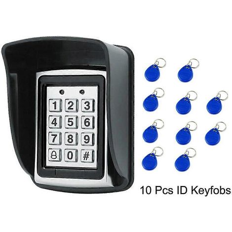 Clavier de contrôle d'accès en métal rétroéclairé avec lecteur de cartes EM, sonnette 1000 utilisateurs, lecteur de cartes 125 kHz, porte-clés et 10 clés. (1/5)