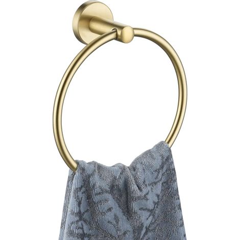Anneau porte-serviettes en laiton doré, porte-serviettes mural en acier inoxydable 304, finition or brossé, TR130-BG (1/5)