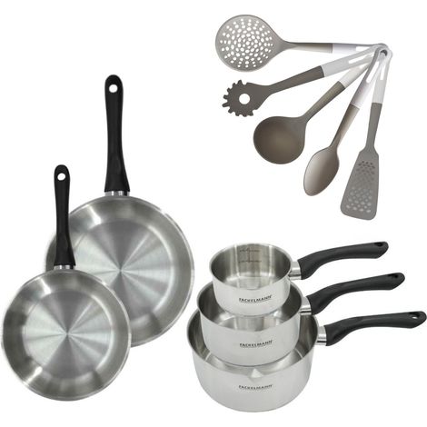 Lot de Poêles 20/24 cm, Casseroles 12/16/20 cm & Fackelmann Geneva avec 5 ustensiles (1/5)
