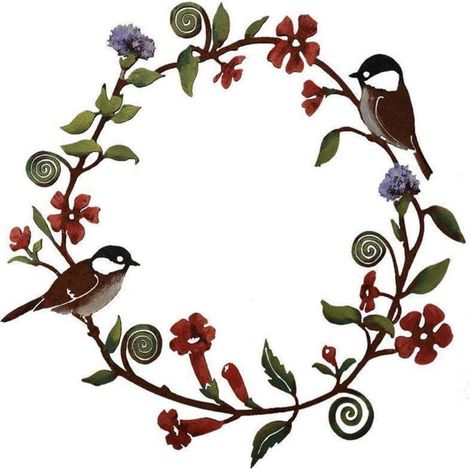 Crrynuo - 1 pièce - Couronne décorative en métal représentant un oiseau - 30 x 30 cm - Décoration murale vintage pour jardin - Usage intérieur et extérieur - Multicolore (1/5)