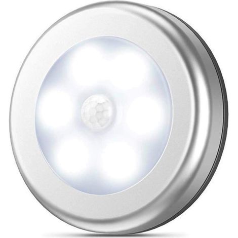 Lampe à détecteur de mouvement, éclairage de placard et d'escalier, veilleuse ronde LED sans fil à piles pour la sécurité nocturne (blanc froid - 1 pièce) (1/5)